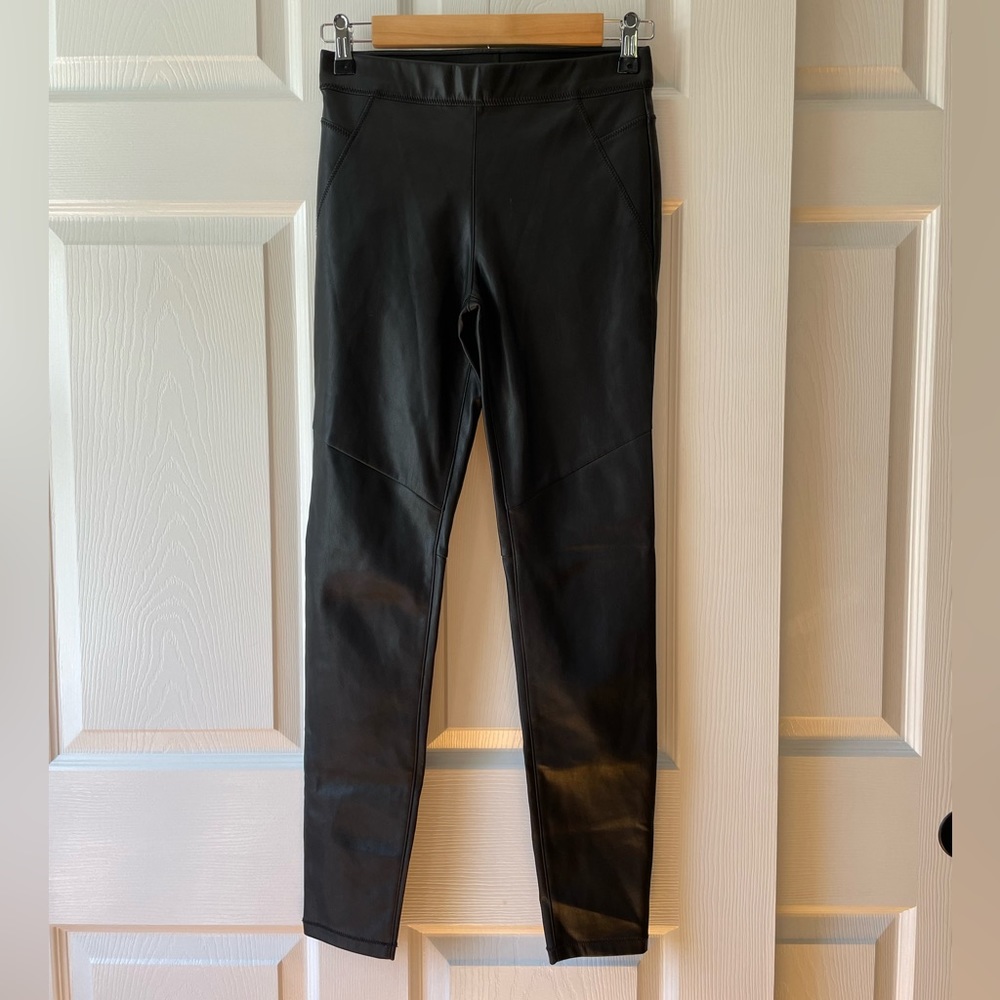 Free People Black Faux Leather Legging Pants Size 24